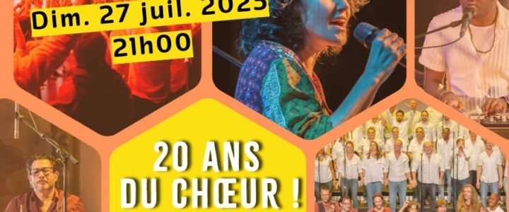 Marianne Aya Omac, les chœurs de Mao et les musiciens du MAO Sextet à Saint-Jean-de-Buèges